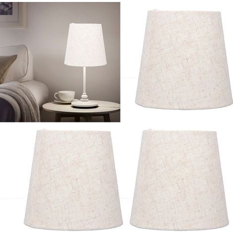 BelleRise – 3er-Set Leinenlampenschirme – 15 × 14 × 11 cm – Hochwertiger Stoff, sanftes Licht – Wohnzimmer, Schlafzimmer, Küche (1/5)