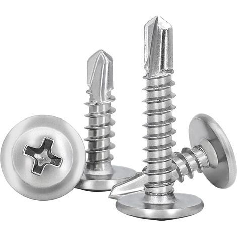Vis Autoforeuse-M4.2 19mm-200 PCS-Acier Inoxydable 410-Vis Autoperforante,Vis Autoperceuse pour Metal,Vis Autotaraudeuse-à Tête Large Bombée-à Empreinte PH/Cruciforme (1/5)