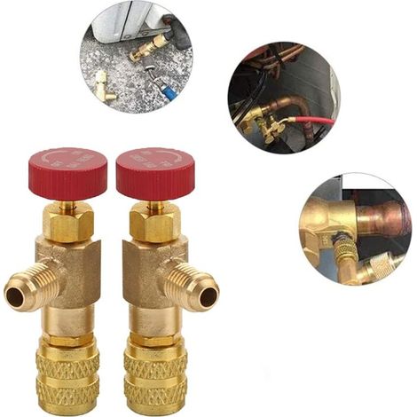 [JAMAIS UTILISÉ]2 Pièces Soupape de Sécurité Liquide Adaptateur, Soupape de Sécurité R410A R22, Vanne de Régulation de Réfrigérant, Vanne de Refroidissement Climatisation, for Air Conditioning Flow Va