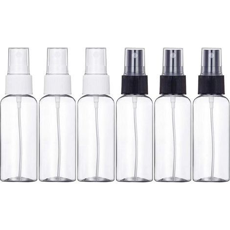 6 pièces de flacon pulvérisateur vide de 100 ml Flacon pulvérisateur vide Pulvérisateur atomiseur en plastique réutilisable,blancx3,noirx3 (1/5)