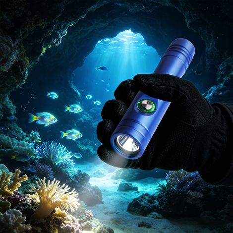 Lampe torche bleue à longue portée pour la plongée et le vélo, lampe torche haute puissance de 6500 K, portée de 170m, Luminaire (1/5)