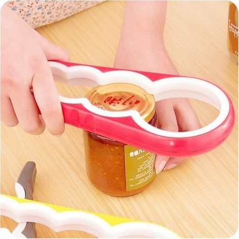 Ouvre-boîte multifonction 4 en 1 - Créatif - Plastique Alimentaire - 22.5x9.5x2 CM - Couleur Aléatoire (1/4)