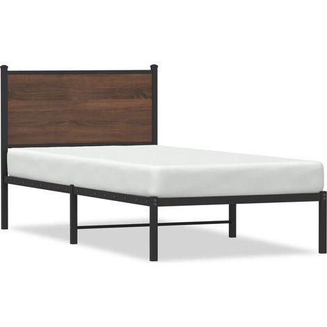 Lit Adulte - Lit Contemporain - Cadre de lit en métal chêne marron 90x190 cm fr26312 (1/5)