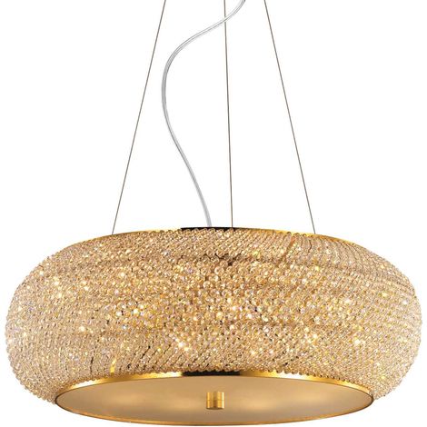 Ideal Lux Pasha' - 10 Licht Decke Anhänger Gold mit Kristallen, E14