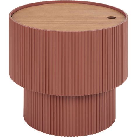Table d'appoint avec rangement en bois ø38,5cm - Terracotta - SAND I (1/5)