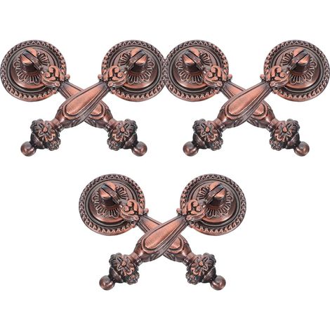 Healeved Lot de 6 poignées meuble rondes en alliage cuivre et zinc antique, à un seul trou, style