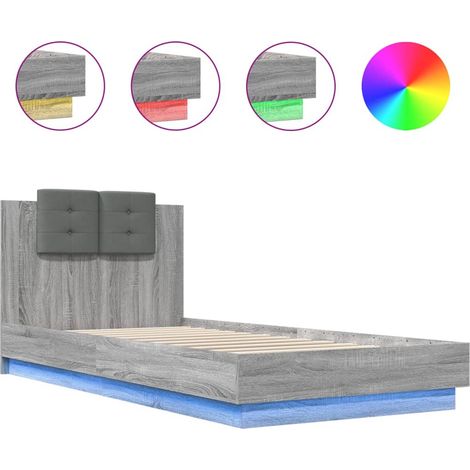 Maison Exclusive - Estructura de cama cabecero luces LED gris Son