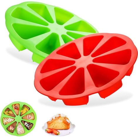 2pcs Triangle Cavity Cake Moule , Silicone Round 8 trous Cake Baking Pan, Silicone Cake Moule Pizza (1/5)
