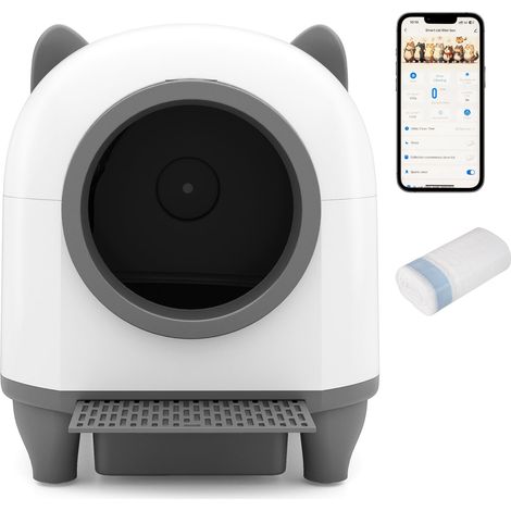 Lettiera per gatti autopulente, 80 litri, controllabile tramite app, con funzione di controllo degli odori.