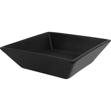 ML-Design Lavabo in Ceramica Nero Lucido 41 x 12 cm Quadrato Lavandino da Appoggio Lavello Design Moderno Elegante Sanitari per Bagno Scarico Standard 45 mm Resistente ai Graffi (1/5)