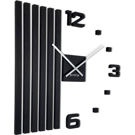 Horloge Murale 3D DIY en Bois de chêne Lattes Grande Horloge Murale 60 cm 3D Design Moderne horloges murales décoration Montres pour Bureau, Salon, Chambre à Coucher Articles de décoration (1/5)