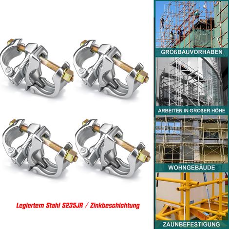 Lot de 2 Accouplement Échafaudage 360°, 48x60mm, pour Fixation D'échafaudages et de Tiges D'ancrage, Accessoire pour échafaudage, pour Tubes D'échafaudage 42-52 mm et 52-62 mm