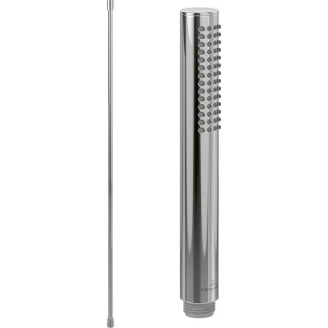 Villeroy & Boch Verve Showers Handbrause-Set (2 in 1 Bundle), bestehend aus Duschkopf Stab inkl. Handbrauseschlauch 1,60m, Chrom