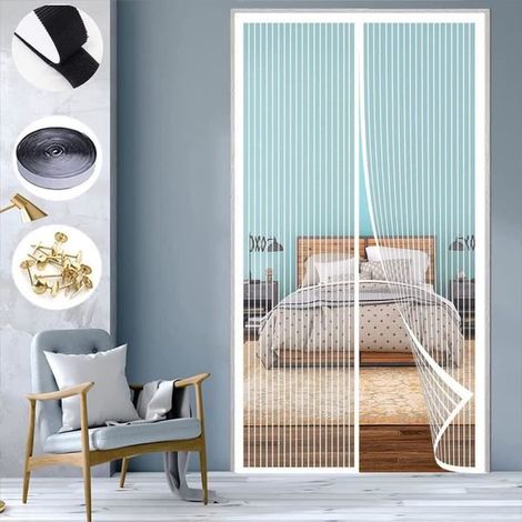 Moustiquaire - Non spécifié - 90x220 cm - Fixation magnétique - Couleur blanche - Ajustable (1/4)