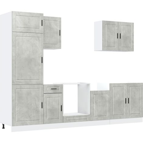 Maison Exclusive - Set Mobili da Cucina 7 pz Porto Grigio Cemento in Truciolato