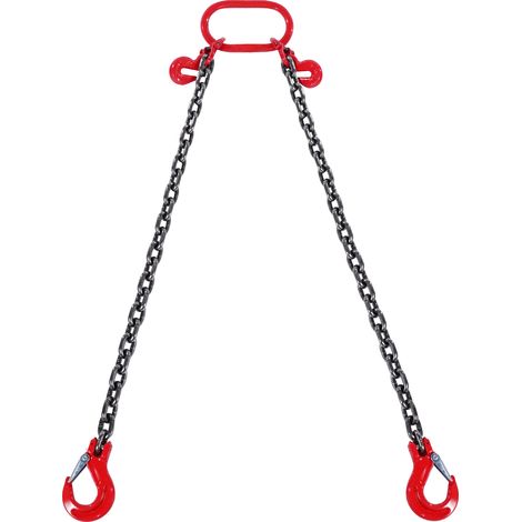 VEVOR Elingue Chaine de Levage a 2 Brins avec Crochets et Ajusteurs, 8 mm x 180 cm, Capacite de Charge 2993 kg, Grade 80, pour Chariot Elevateur, Palan a Moteur, Quai, Chantier de Construction, Usine
