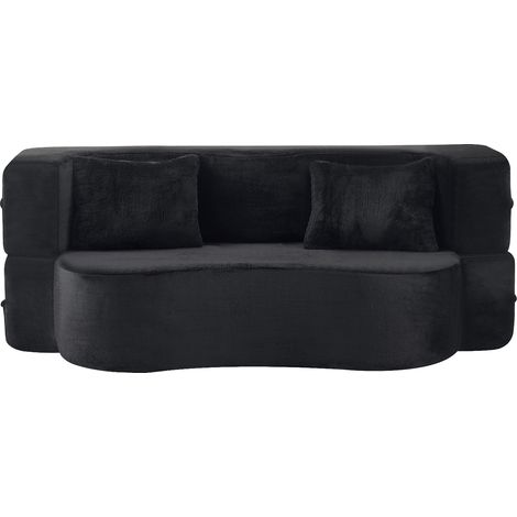 Grand canapé à double usage, futon-lit entièrement compressé, canapé-lit pliable au sol sans montage, adapté au salon, à la chambre d'amis, à la chambre et à d'autres pièces, noir (1/5)