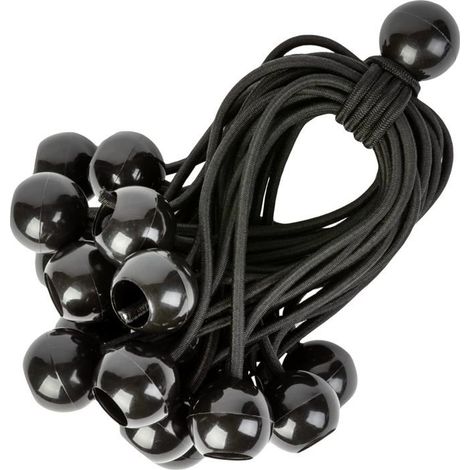 Elastische Kordeln mit Kugelenden – 25er-Packung (15 cm) – Universelle Gummiseile mit Verschlüssen – Strapazierfähiges Gummiband – Schwarz (1/4)