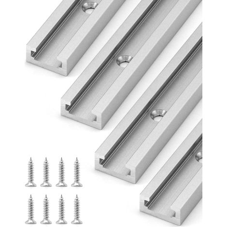 4-Piece T-Track T-Slot 300mm Aluminum Mitre Rail for Table Saw, Router and Woodworking Tools (1/5)