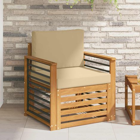 Outdoor-Sofagarnitur Massives Akazienholz und Polyester Natur