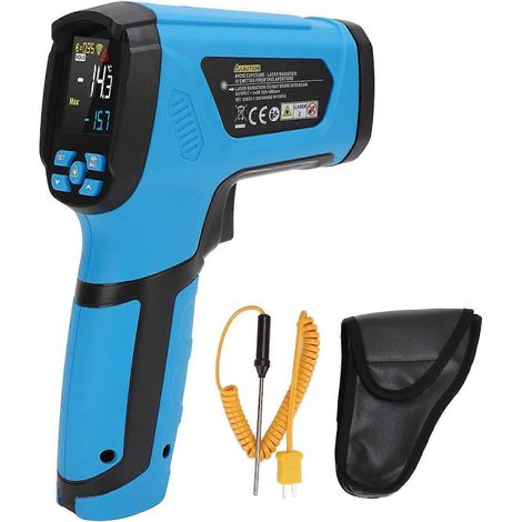 Infrarot-Thermometer mit Farb-LCD-Bildschirm, kontaktloses Handthermometer mit K-Typ-Sonde