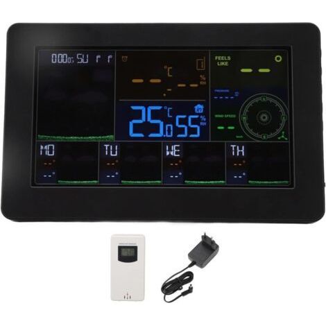 ALLIANDISUlisem Station Météo, ABS Automatique sans Fil Intérieur Extérieur Thermomètre Affichage Couleur Réveil Numérique avec Station de Prévision WIFI avec Rétroéclairage Réglable pour la(EU PLUG) (1/3)