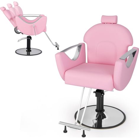 Sillón de peluquería ajustable con reposacabezas y bomba hidráulica.