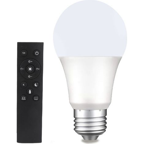 Ortviai Ampoule LED intelligente avec télécommande, dimmable sans fin et changement de couleur 3000K-6500K, culot E27, 9 W (1/5)