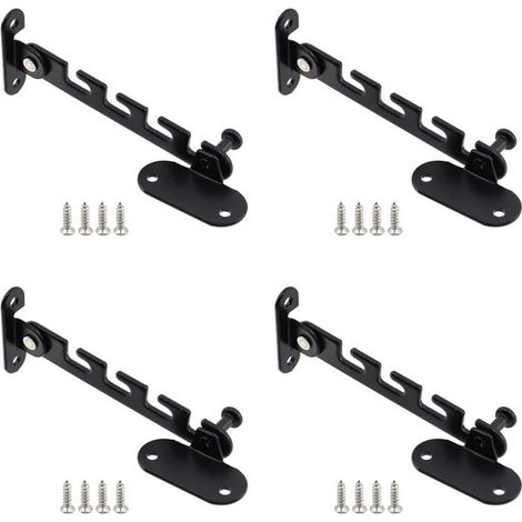 Supports de fenêtre - Limiteurs d'ouverture - Noir - Acier au carbone - Dispositifs de sécurité pour fenêtres - Compatibles avec toutes les fenêtres (1/5)