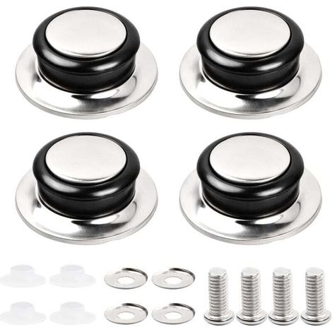 4 Pcs Poignée de Couvercle de Casserole Poignée de Couvercle en Verre Couvercle de Casserole en Acier Inoxydable Ouchons Poignées Poignées Universelles de Couvercles de Casserole,de (1/4)