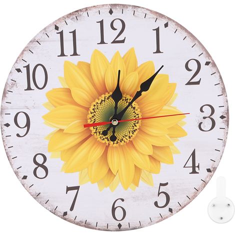 Horloge Murale 30cm Style Élégant Motif Tournesol pour Salon Bureau Décoration (1/5)