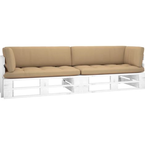 2-Sitzer-Palettensofa Weiß Imprägniertes Kiefernholz