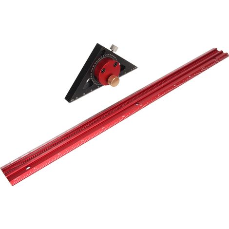 Règle de marquage bois 300mm, règle perforée en alliage d'aluminium, guide de traçage rotatif 360°, équerre à angle droit et règle d'appui (1/5)