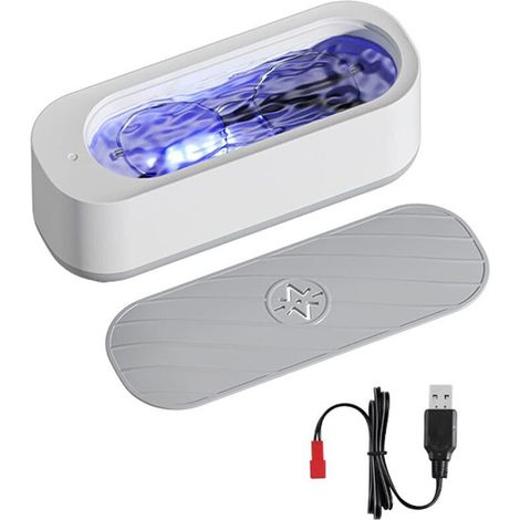 Aiperq Nettoyeur a Ultrasons, Ultrasonic Cleaner, Bac Ultrasons Portable mit USB pour Bijoux, Lunettes, Montre, Rasoirs(Blanc)