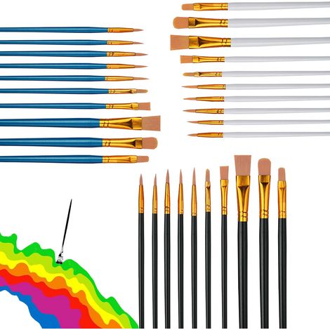 30 Pièces Pinceaux Fin Peinture, Pinceau Acrylique Petit, Nylon, pour Aquarelle, Peinture à l'huile, Poudre d'eau, Ornements, Modèles, Statues, Ongles (1/5)