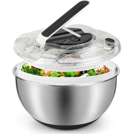 Pair Essoreuse à Salade 3,5L en Acier Inoxydable Grande, Panier a Salade avec Couvercle, Base Antidérapante, Salad Spinner pour Laver et égoutter Les Salades, égoutter Les Pâtes, etc. (1/5)