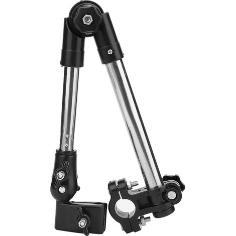 Support de fixation pour parapluie de poussette, vélo ou trottinette, avec pince de serrage et connecteur. (1/5)