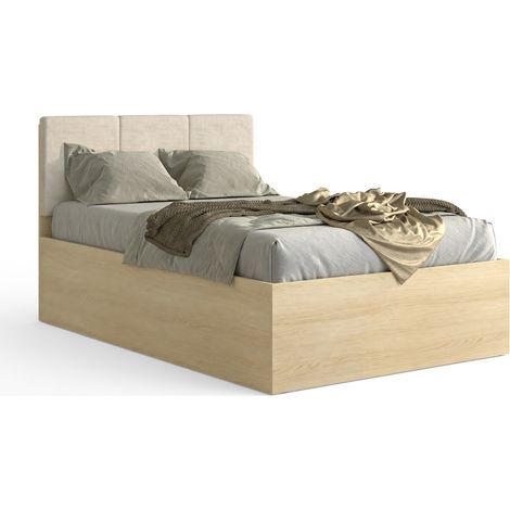 Cama Nolcala 113 , Individuales, 120x200, Aglomerado laminado, Somieres, 125x205x105cm