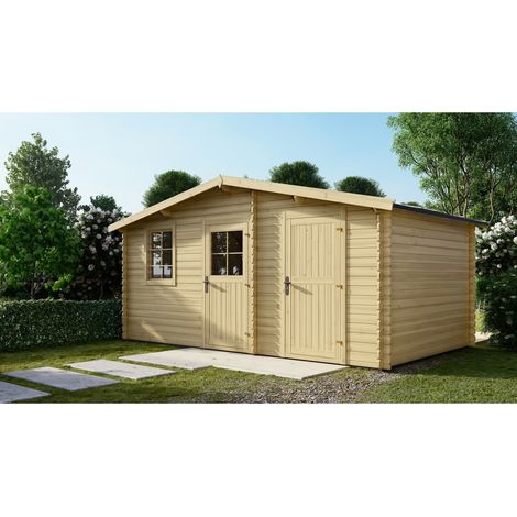 Altanka – Abri de jardin bois 15m² – Dimensions 5x3m – Épaisseur 28mm – Toit à deux pentes – Type de bois sapin – Nombre de fenêtres 1 (1/5)