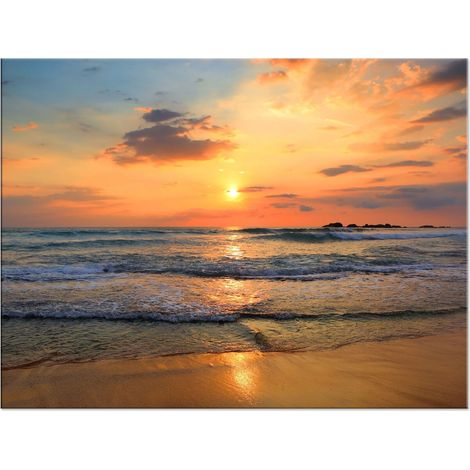 Lupia - Quadro moderno Canvas World BEACH SUNSET 30x40 cm, Stampa su Tela Telaio in Fibra di Legno, Stampa Stile naturalistico mare, Decorazione Cucina Sala da Pranzo bar hotel ristorante pizzeria (1/4)