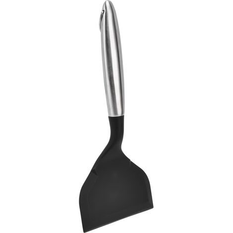 Schwarzer Griff aus Edelstahl 304, breiter Silikonspatel für beschichtete Pfannen, Küchenhelfer zum Omeletts und zum Umfüllen von Speisen. (1/5)