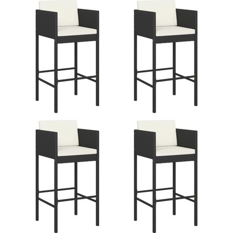 Maison Exclusive - Barhocker 4 Stk. mit Kissen Schwarz Poly Ratta