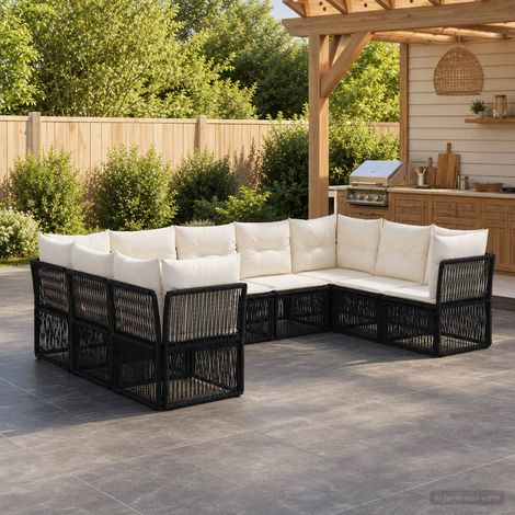 Set Divano da Giardino 9 pcs Nero polyrattan vidaXL (1/5)