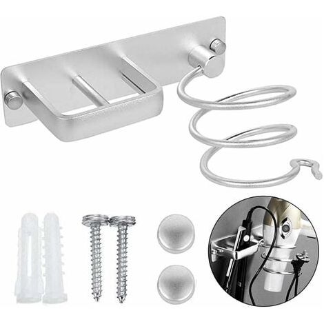 Porte Sèche Cheveux, Fer à Lisser Support de Porte Sèche Cheveux Mural en Aluminium, avec Range-câbles pour Ranger Le sèche-Cheveux, Le lisseur, Les brosses à Cheveux et Plus (1/5)
