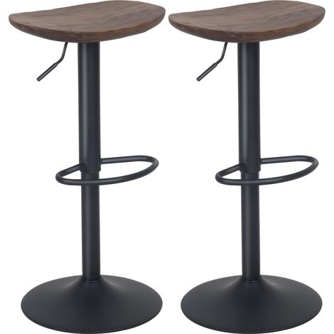 Tabouret Bar Orme Ovale Chaises Haute de Bar Assise Tabouret d'îlot Central Cuisine Siege Bar Lot de 2 Vintage Reglable Rotation Metal Pivotante Brun Bois (1/5)