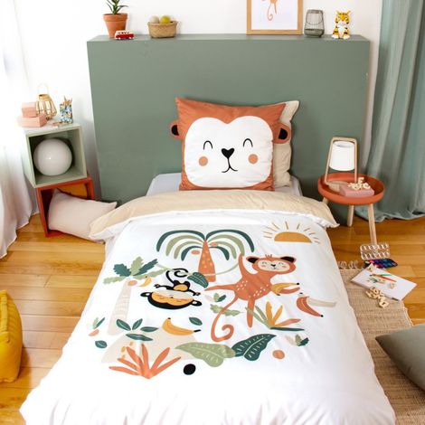 Housse de couette enfant 140x200 + 1 taie avec oreilles
