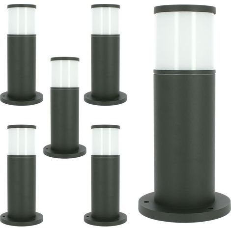 Arum Lighting – Lot de 6 bornes extérieures E27 – Corps en aluminium gris anthracite – Hauteur 35cm – IP44 pour utilisation extérieure