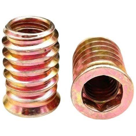 20 Pièces Insert Fileté pour Bois M6x13mm, Écrous Hexagonaux à Visser Galvanisés, Manchons Filetés pour Meubles en Bois (1/3)