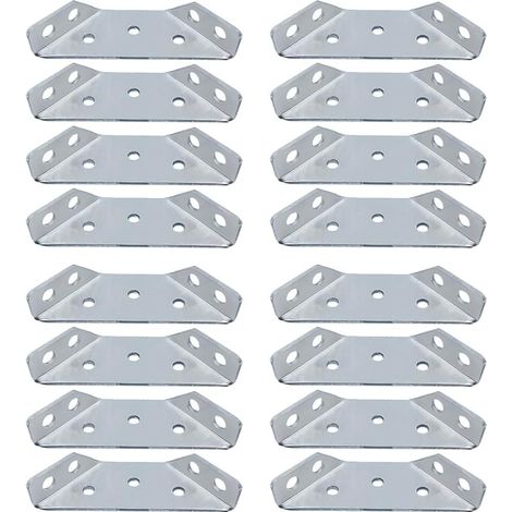 16 Piece Corner Connector, Triangular Bracket, Stainless Steel Fastener Assembly Connectors, Mounting Bracket, for Shelves, Cabinets, Chairs, Tables and Furniture Doors (No Screws) (1/5)