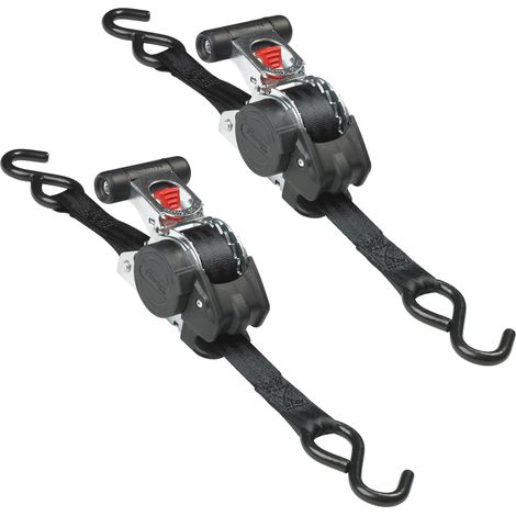 Master Lock 3238EURDAT Spanngurt Automatik mit S-Haken und Ratsche, Schwarz, 3 m x 25 mm Gurt, 2-er Set (1/5)